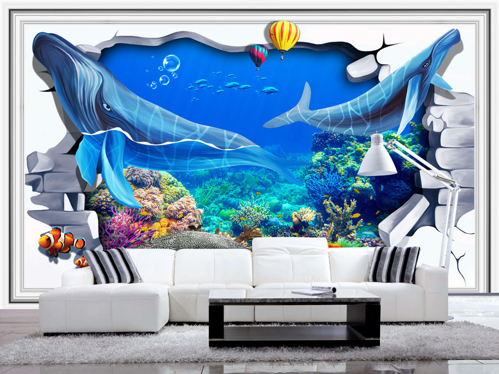 海洋3D电视背景墙 让家沉浸于深蓝幻境