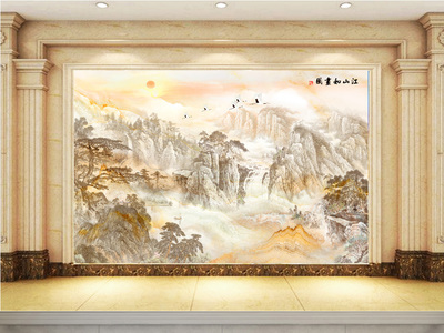 《一墙江山如画 高清大理石背景墙的客厅美学启示》